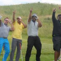 group throws up hand signs